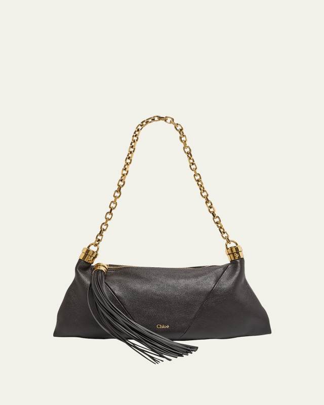 Small Foulard Tassel Shoulder Bag in Buffalo Leather